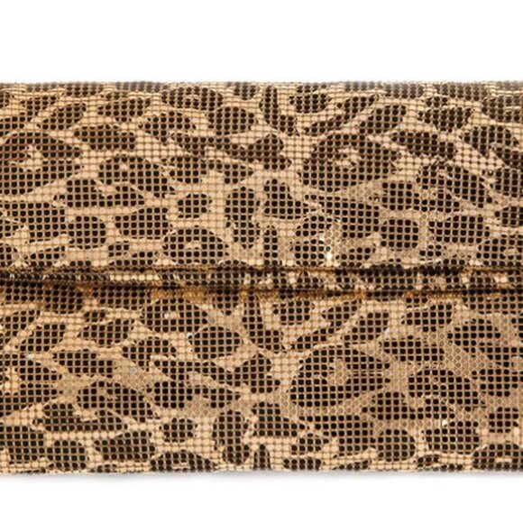 NWT Shiraleah Ty Fold Leopard Clutch Gold Aluminum Mesh, MSRP $65 - Picture 4 of 4